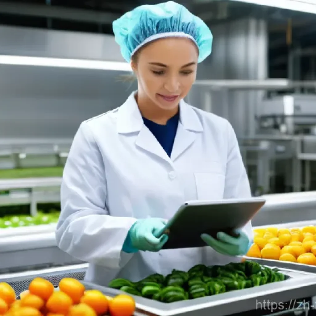 식품위생사 직업 선택 이유 - **Prompt 1: The Vigilant Guardian in a Modern Food Facility**
    "A female food hygienist, mid-30s,...