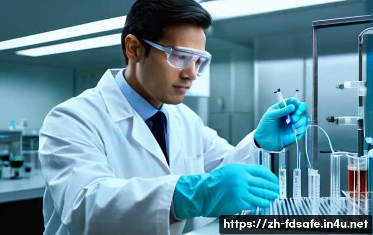 식품위생사와 공무원 채용 정보 - **Prompt:** A highly detailed image of a professional food safety scientist, wearing a pristine lab ...