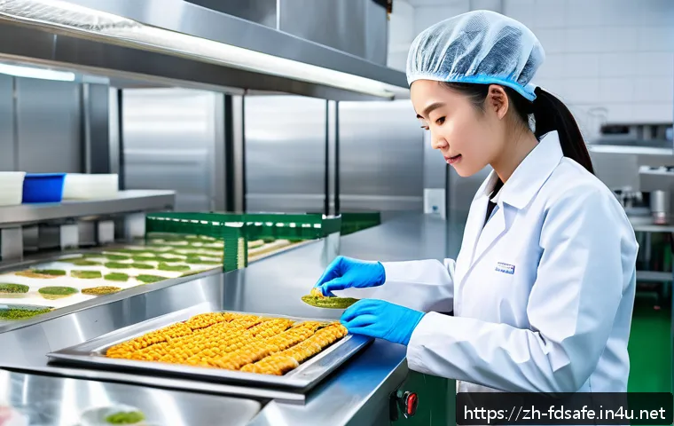 식품위생사 전문성과 연봉 상관관계 - A professional food safety specialist in a modern food processing factory, wearing a clean white lab...