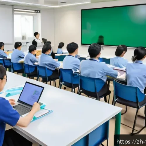 식품위생사 자격증 시험 일정 - A modern classroom setting showing a diverse group of adult students attentively participating in a ...