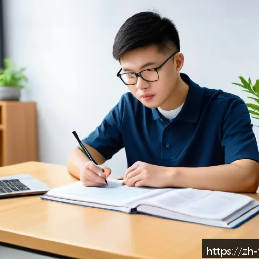 식품위생사 자격증 독학 방법 - A modern Chinese study room scene featuring a young adult studying diligently for the Food Safety Su...